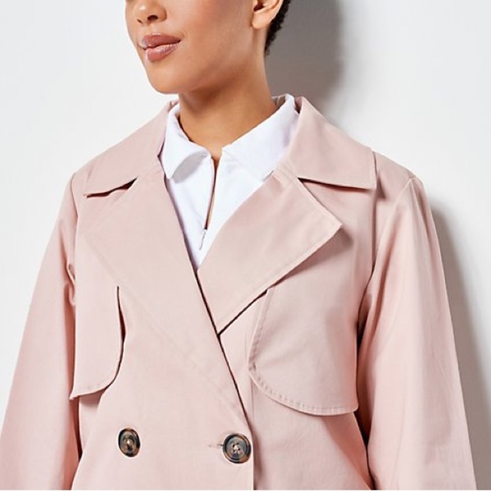 NWOT Centigrade Twill Double Breasted Long Trench Coat in Blush - large​​​​
